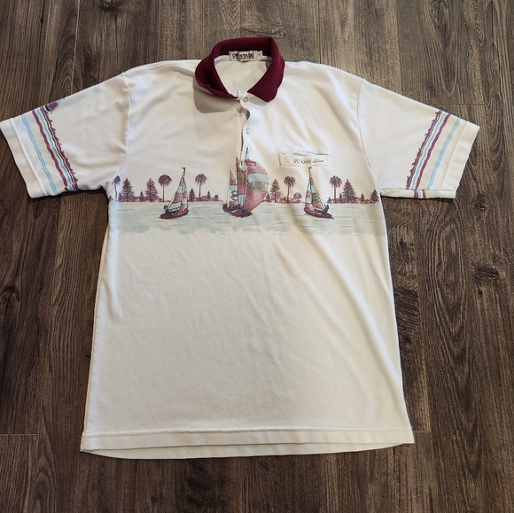 Vintage Sailboat Graphic Polo Shirt - Picture 1 of 5